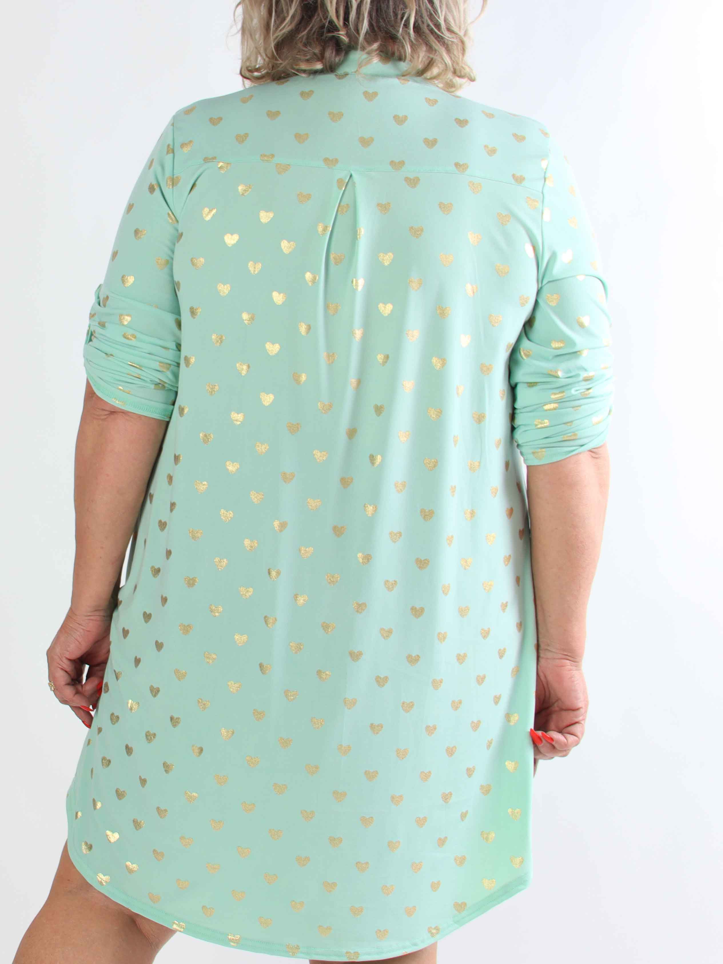 Ebba Gold Heart - Elastisk plus size kjole med guld hjerte detaljer